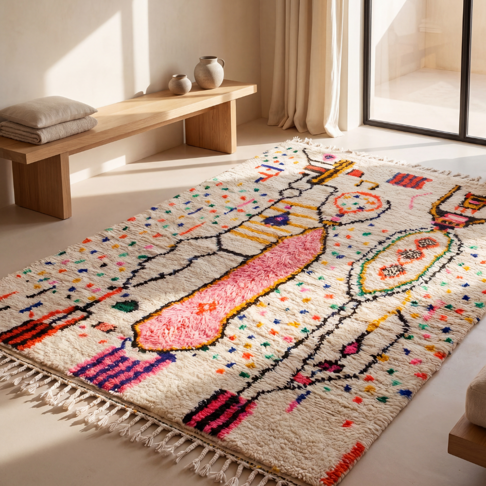Azilal Berber Rug - Colorful Handmade Moroccan Wool Carpet