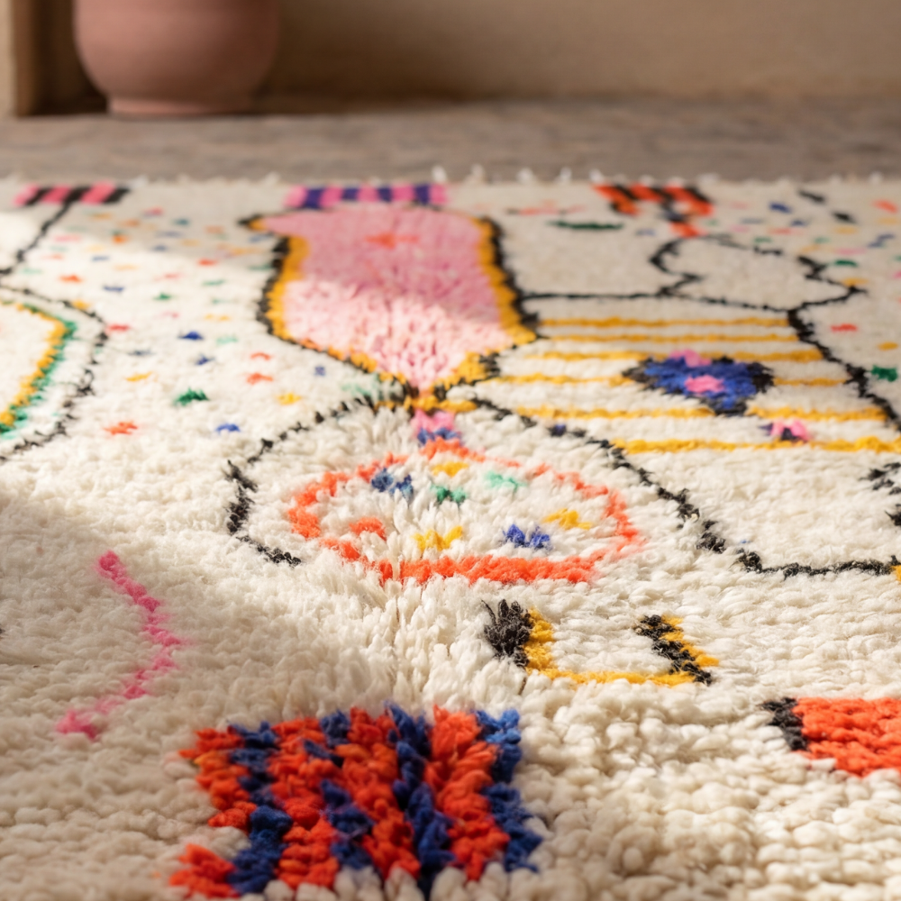 Azilal Berber Rug - Colorful Handmade Moroccan Wool Carpet