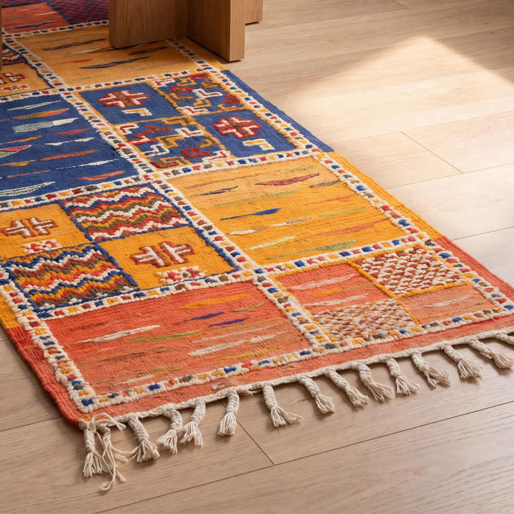 Mosaic Berber Picasso Rug - Handwoven Taznakht Wool Carpet