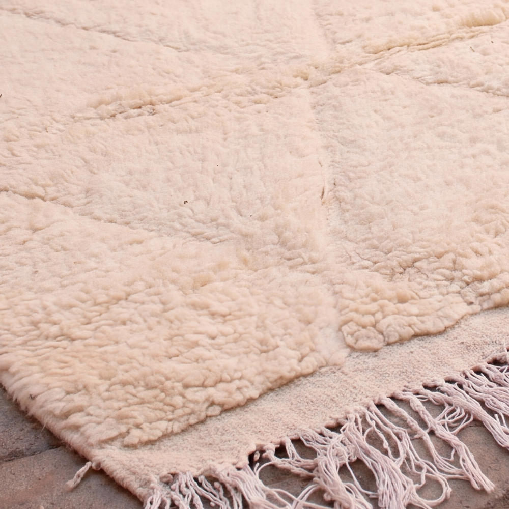 Beni Ourain Moroccan Rug - Minimal Diamond Beige Wool Rug