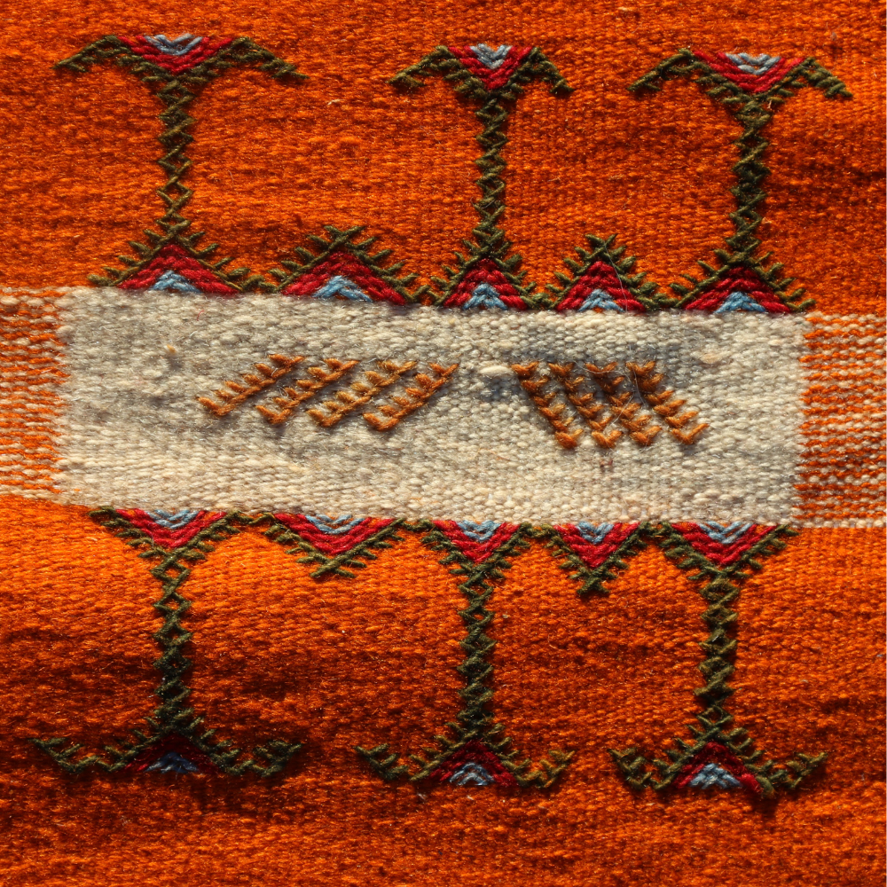 Takznat Berber Flat Weave Rug - Orange Moroccan Carpet