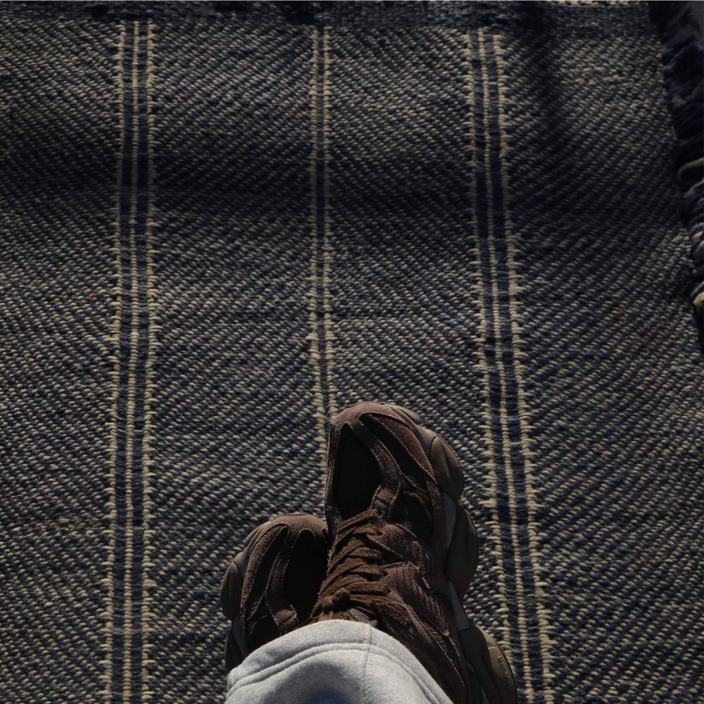 Minimalist Berber Rug - Handwoven Moroccan Neutral Wool Flat Weave