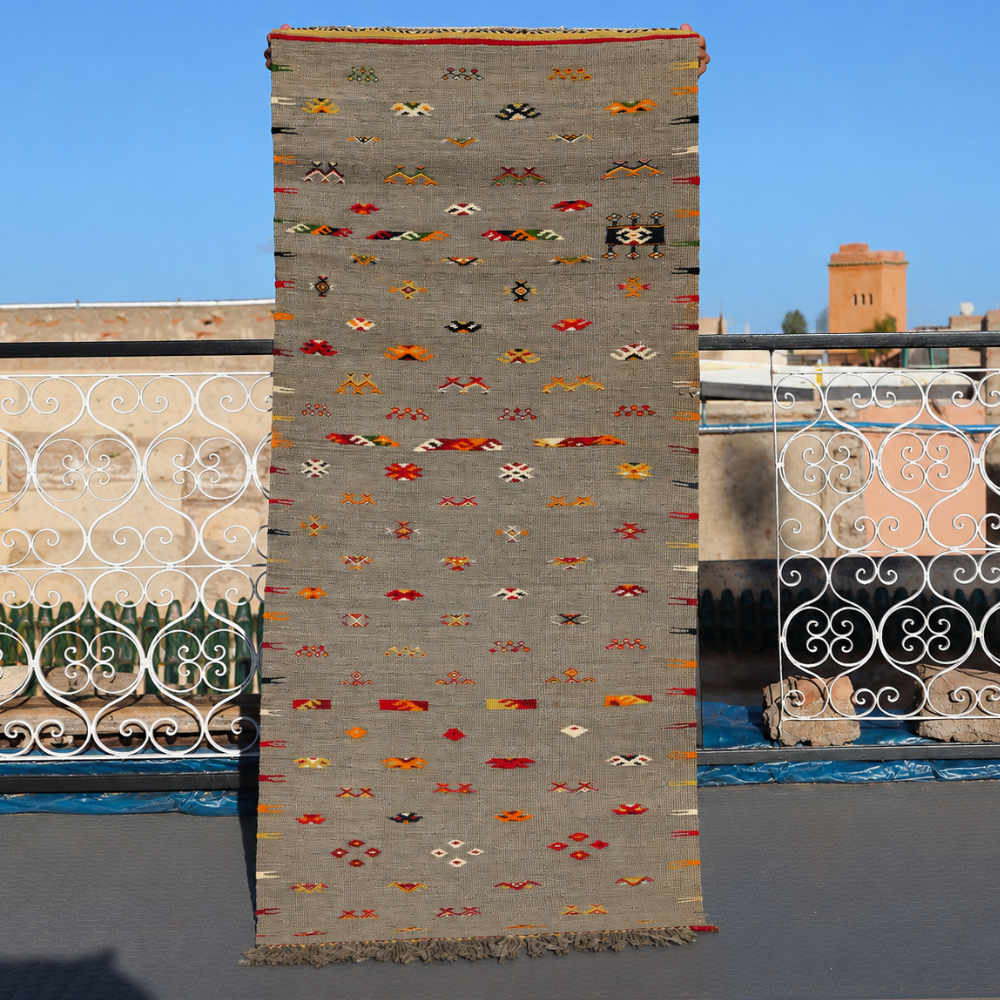 Nomad Akhnif Rug - Handwoven Moroccan Three Technique Wool Carpet