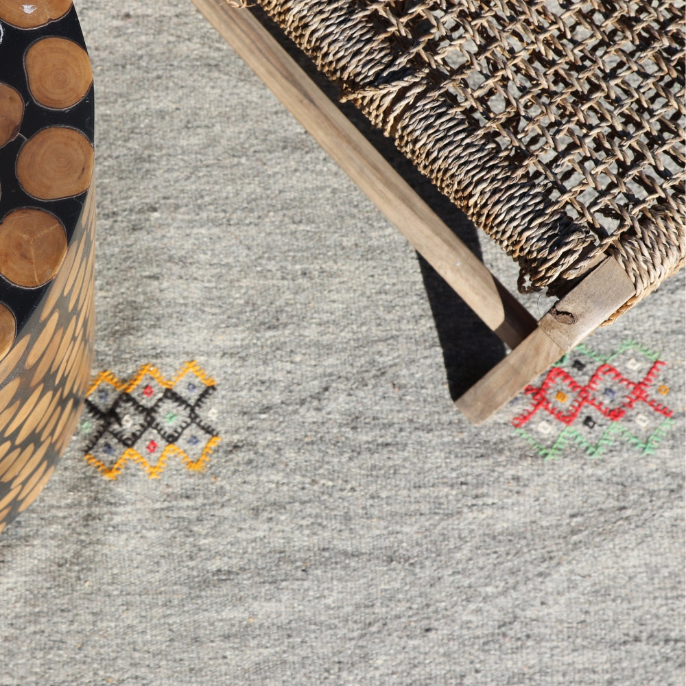 Artisan made Akhnif rug in natural grey tones