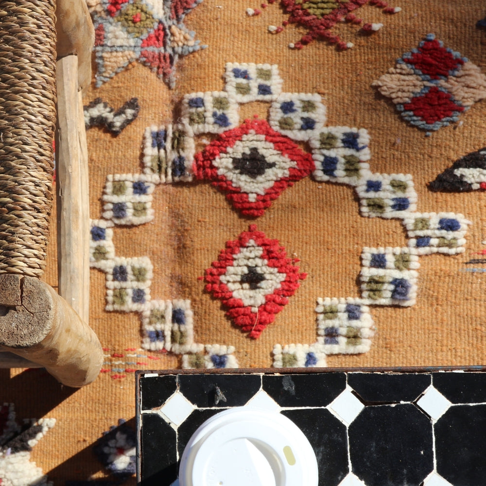 Authentic Berber Akhnif rug handmade in Morocco with symbolic patterns