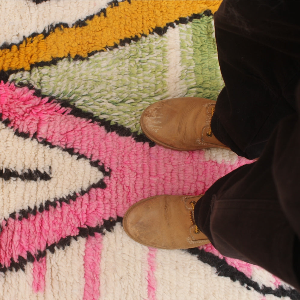 Moroccan wool rug with vibrant Berber patterns