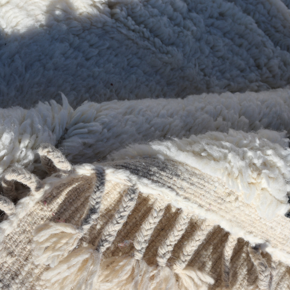 moroccan beni ourain rug minimalist ivory wool carpet