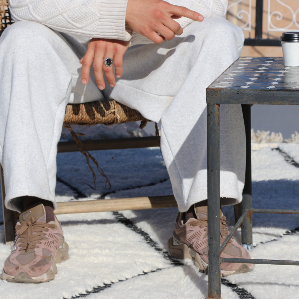 ivory moroccan berber rug beni ourain geometric pattern