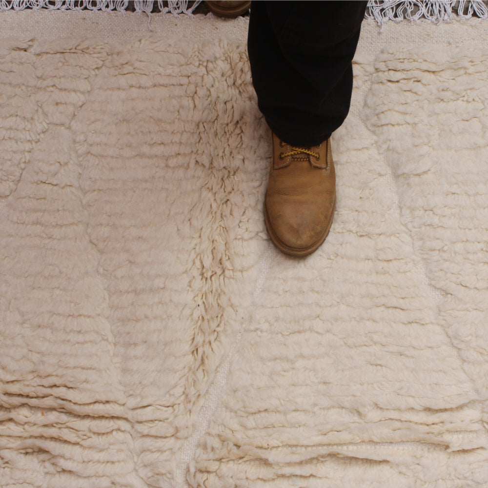 Handmade ivory Moroccan wool carpet
