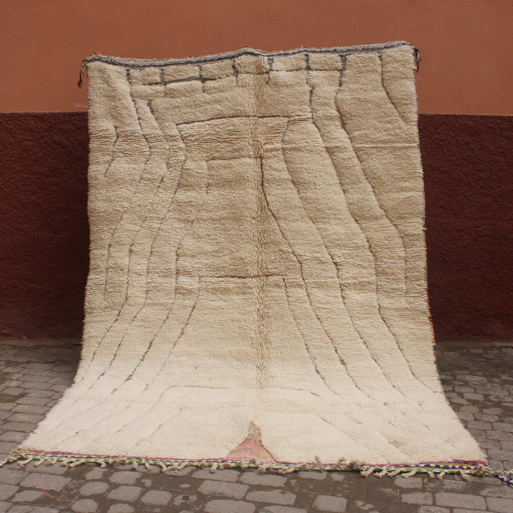 minimal beni ourain moroccan rug ivory wool