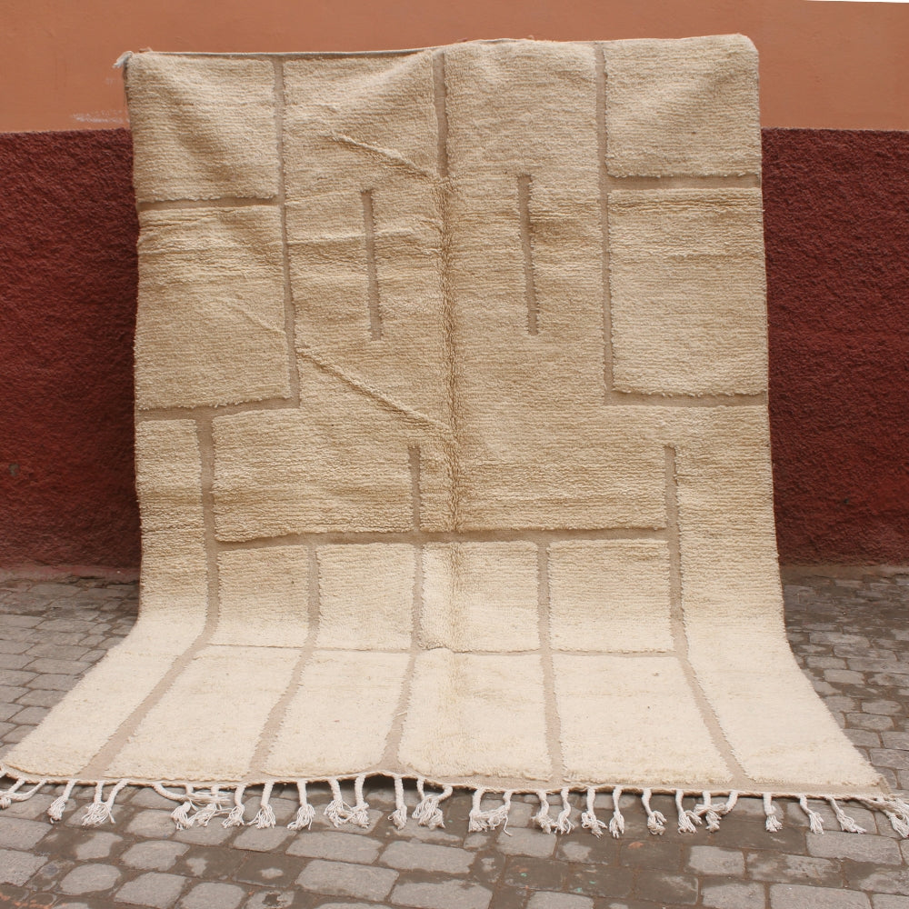 minimal geometric beni ourain rug ivory wool