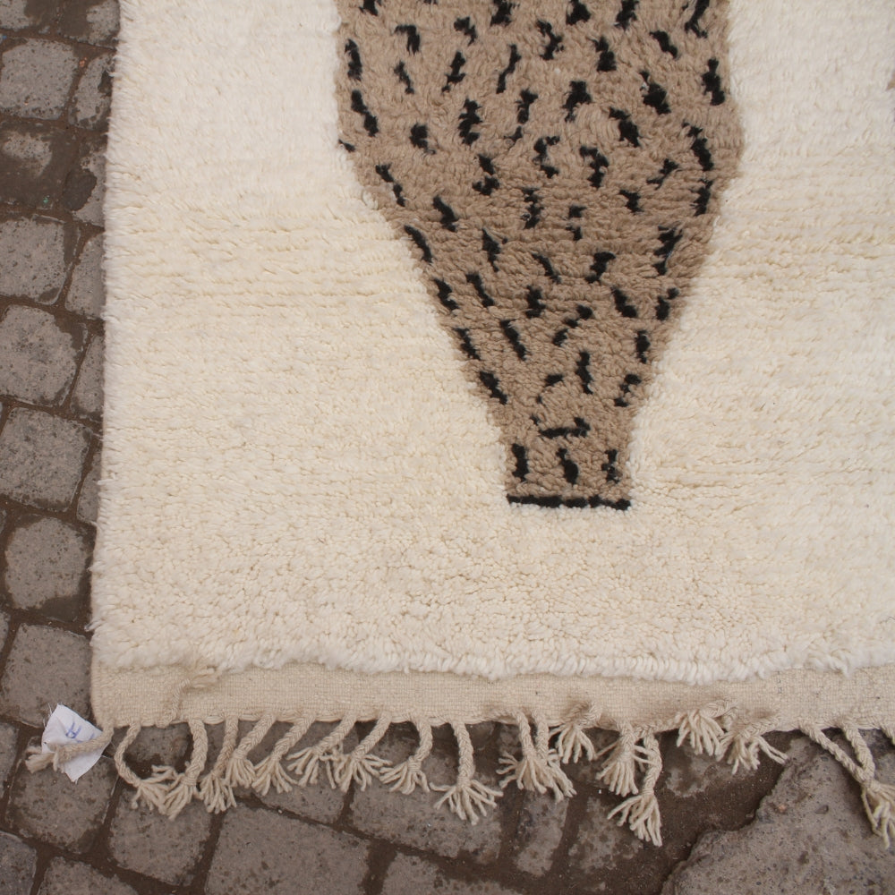 Moroccan wool rug with thick fluffy texture
