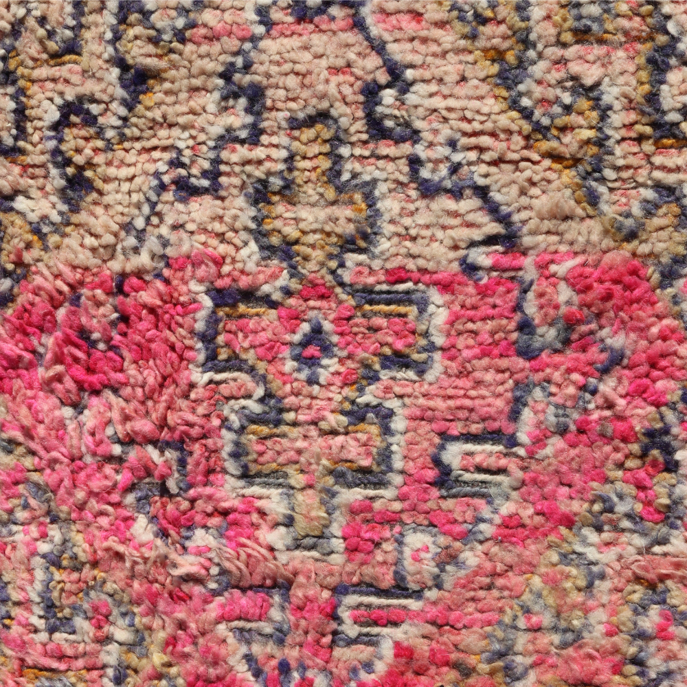 handwoven beni mguild rug pink moroccan wool carpet geometric motifs