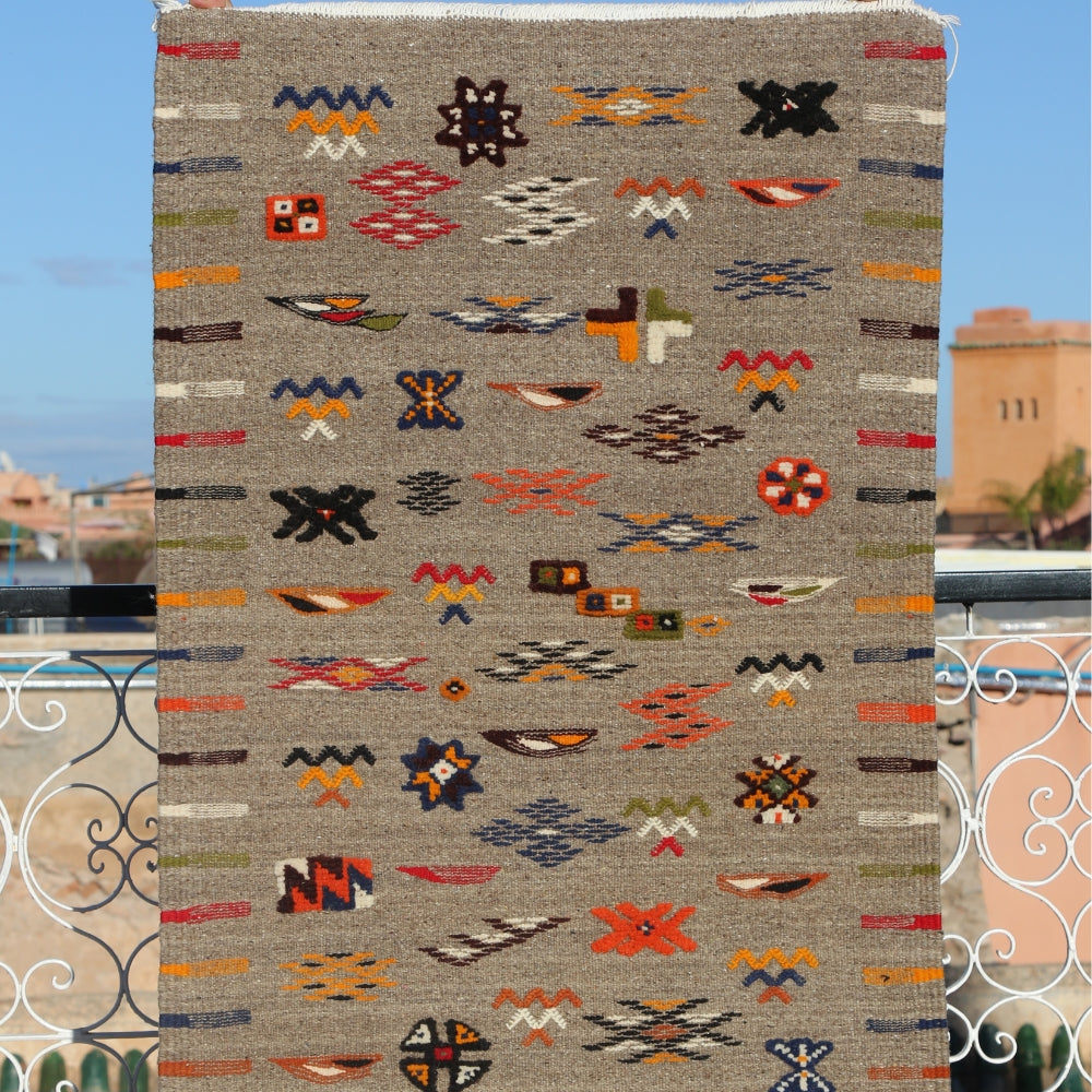 Moroccan Berber Akhnif Rug - Three Technique Flat Weave Carpet