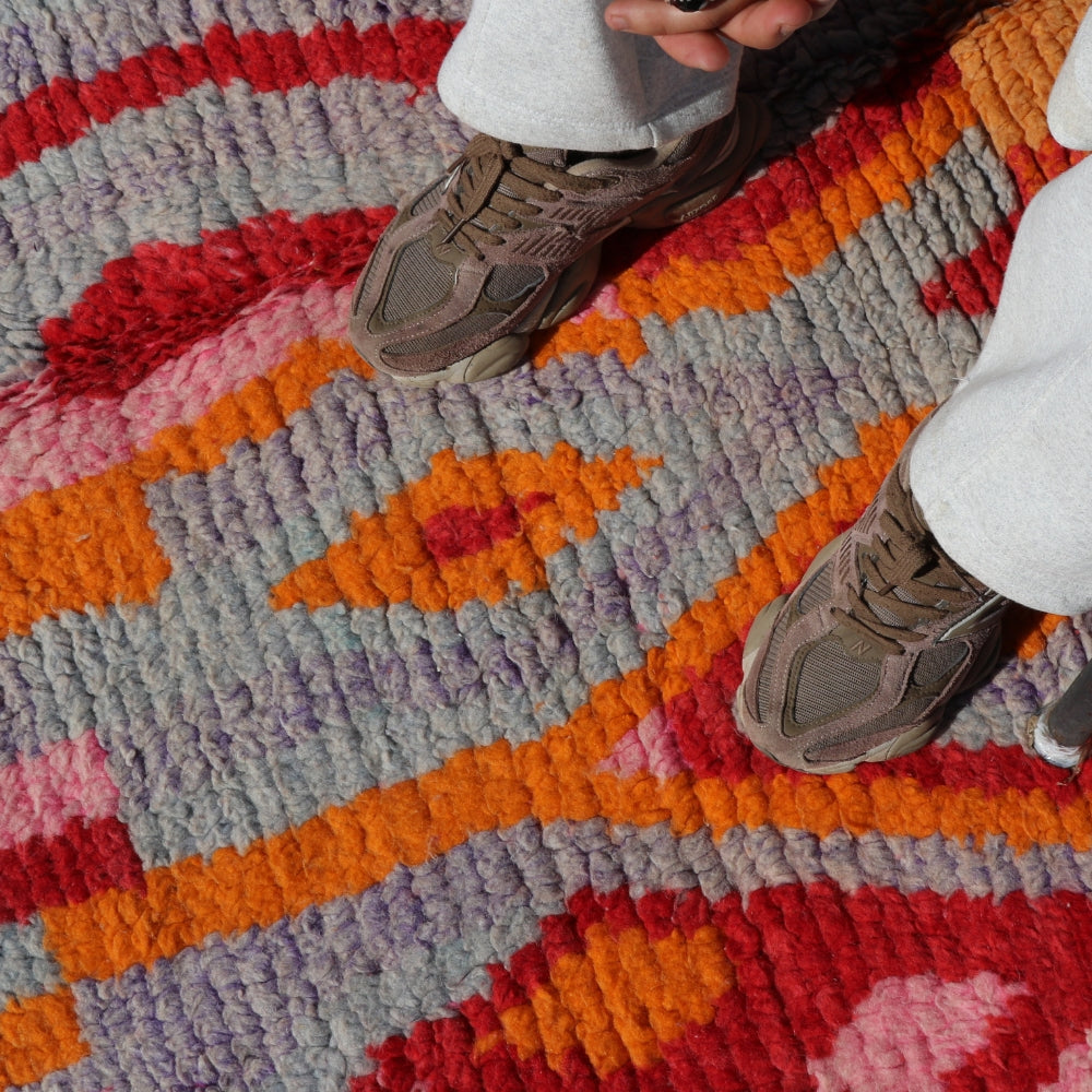 boujaad moroccan rug vintage tribal berber wool pattern detail