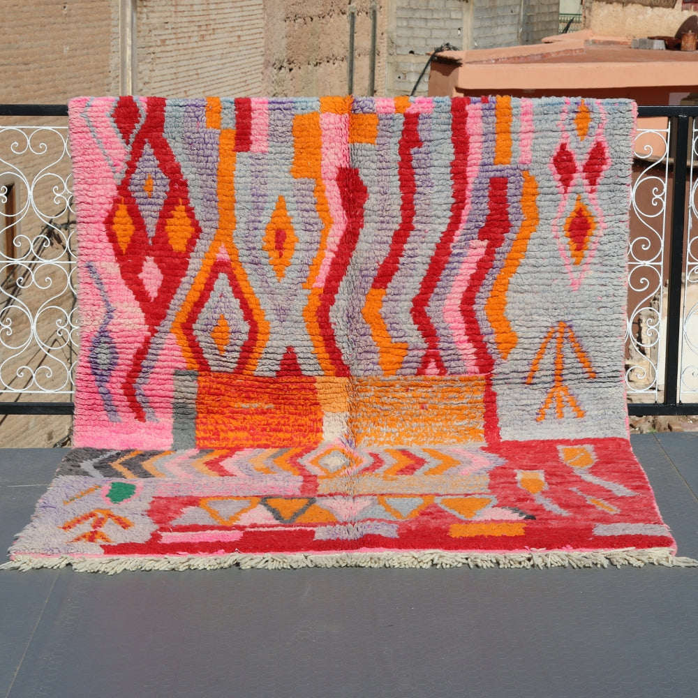 Boujaad Moroccan Rug - Wavy Colorblock Wool Rug