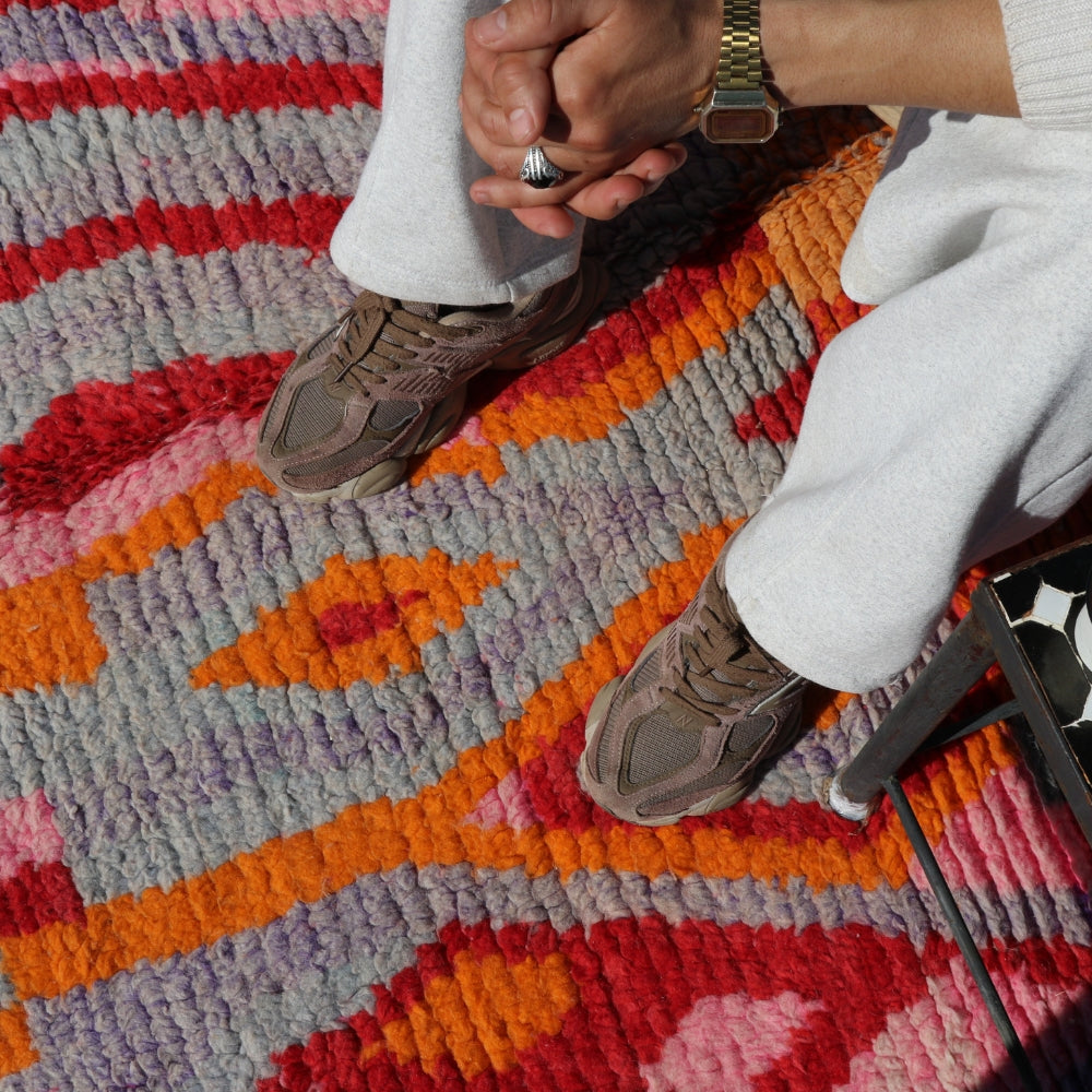 Boujaad Moroccan Rug - Wavy Colorblock Wool Rug