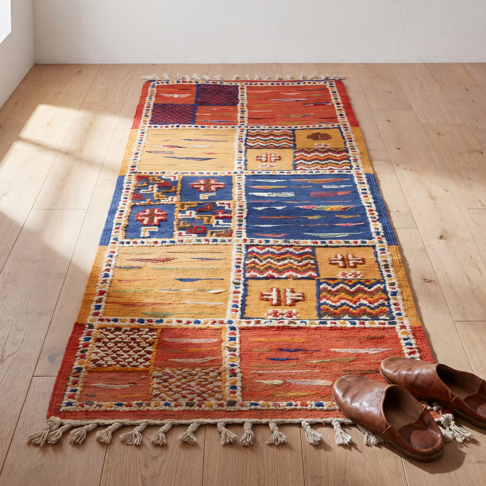 Mosaic Berber Picasso Rug - Handwoven Taznakht Wool Carpet