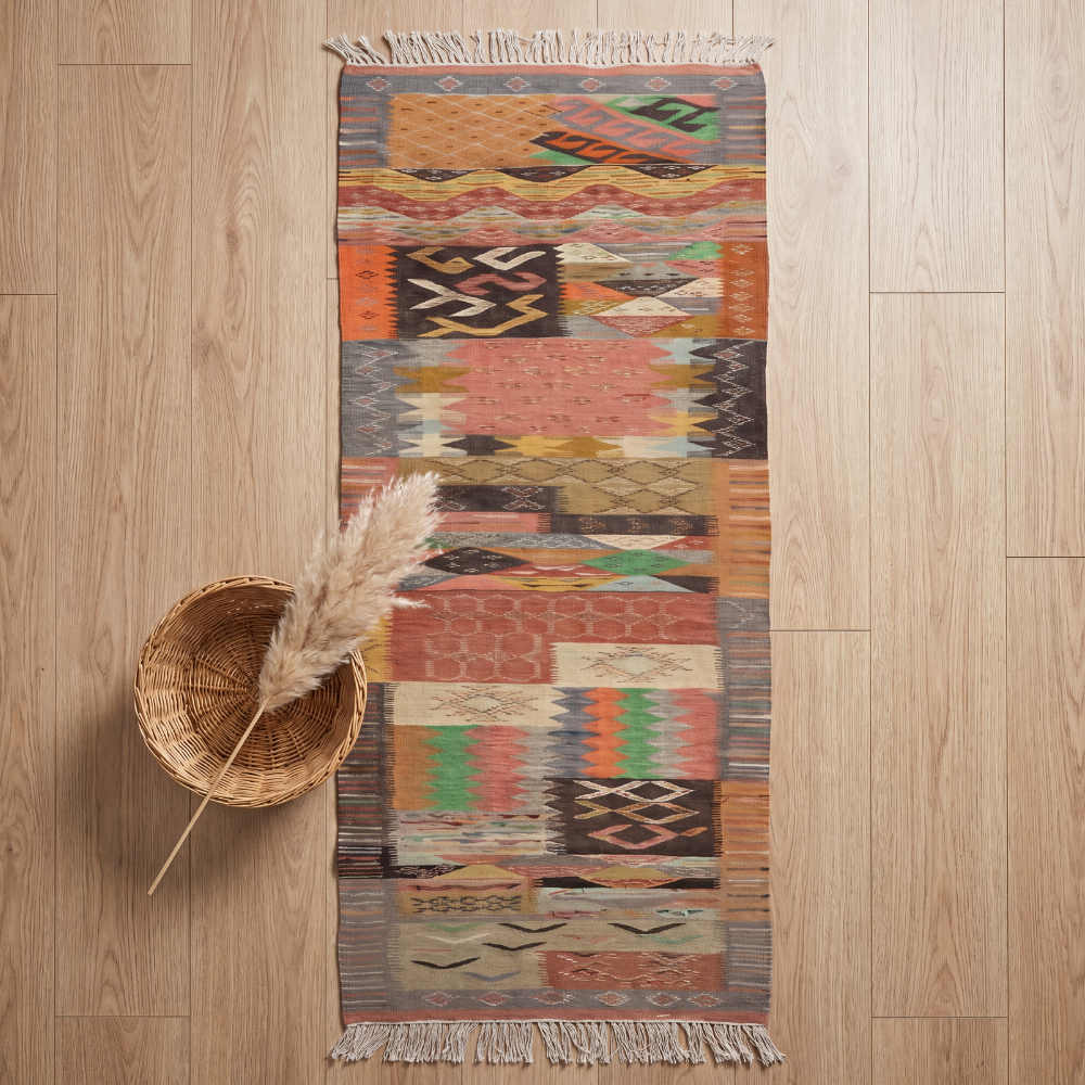 Colorful Mosaic Taznakht Rug - Handwoven Moroccan Wool Carpet