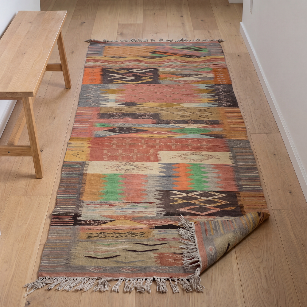 Colorful Mosaic Taznakht Rug - Handwoven Moroccan Wool Carpet