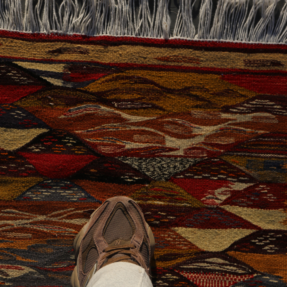 Berber Picasso Rug - Abstract Flat Weave Wool Carpet