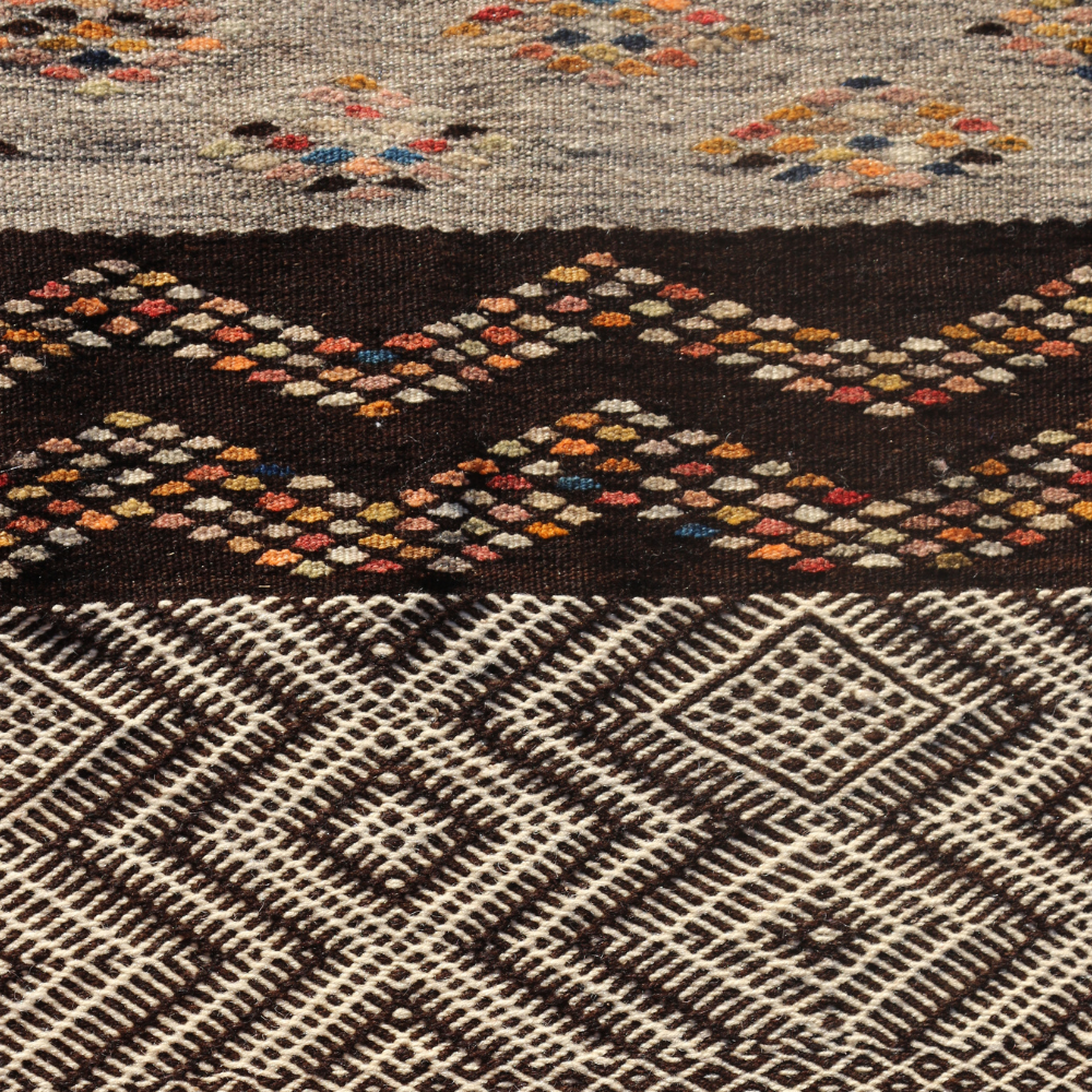 Akhnif Three Technique Rug - Flat Weave Berber Wool Rug