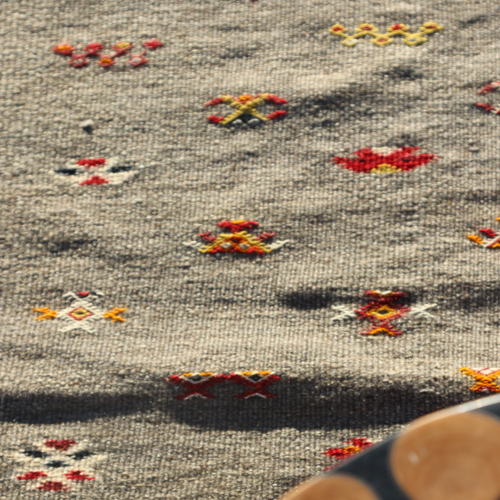 Akhnif Triple Technique Berber Rug - Handwoven Moroccan Wool Flat Weave