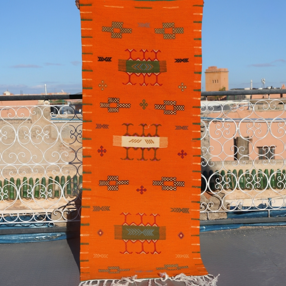 Vintage Taznakht Rug - Orange Handwoven Moroccan Carpet