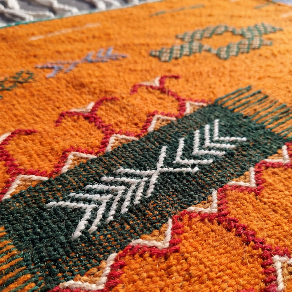 Vintage Taznakht Rug - Orange Handwoven Moroccan Carpet