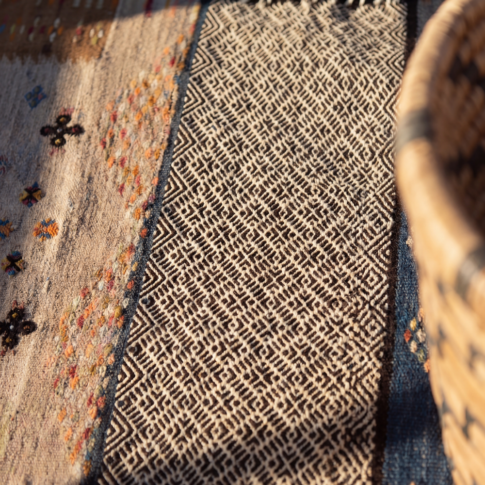 Akhnif Three Technique Rug - Flat Weave Berber Wool Rug