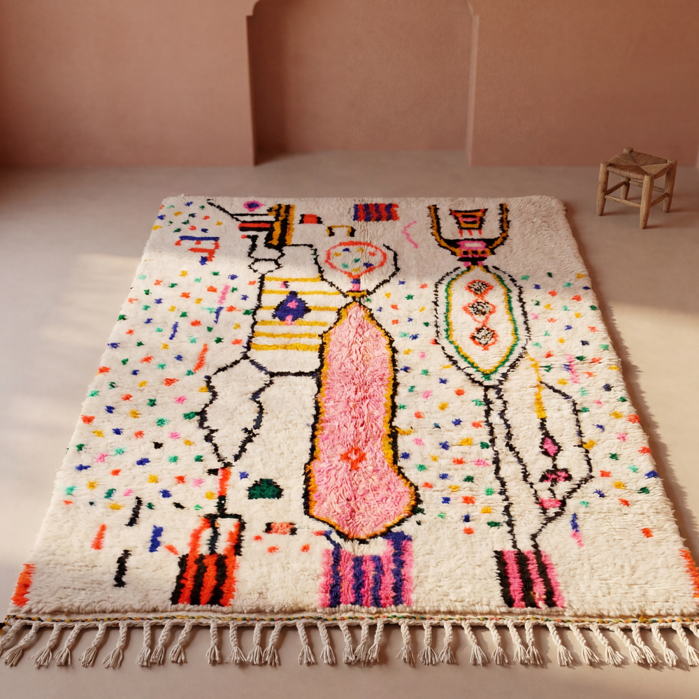 Azilal Berber Rug - Colorful Handmade Moroccan Wool Carpet