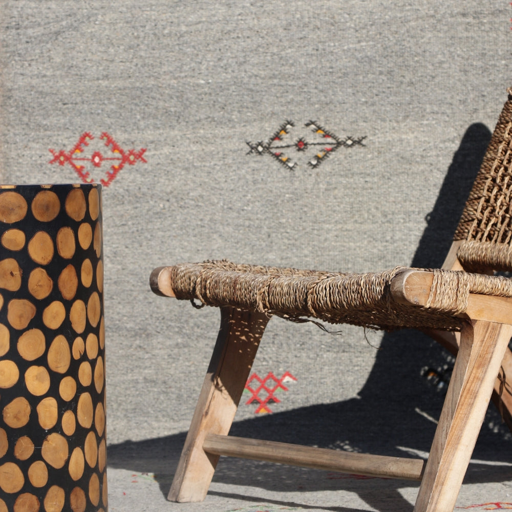 Flatweave Moroccan rug with subtle geometric patterns