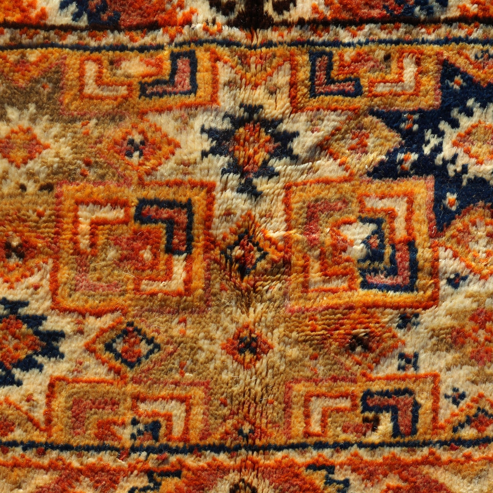 Authentic Moroccan wool rug with tribal diamond motifs
