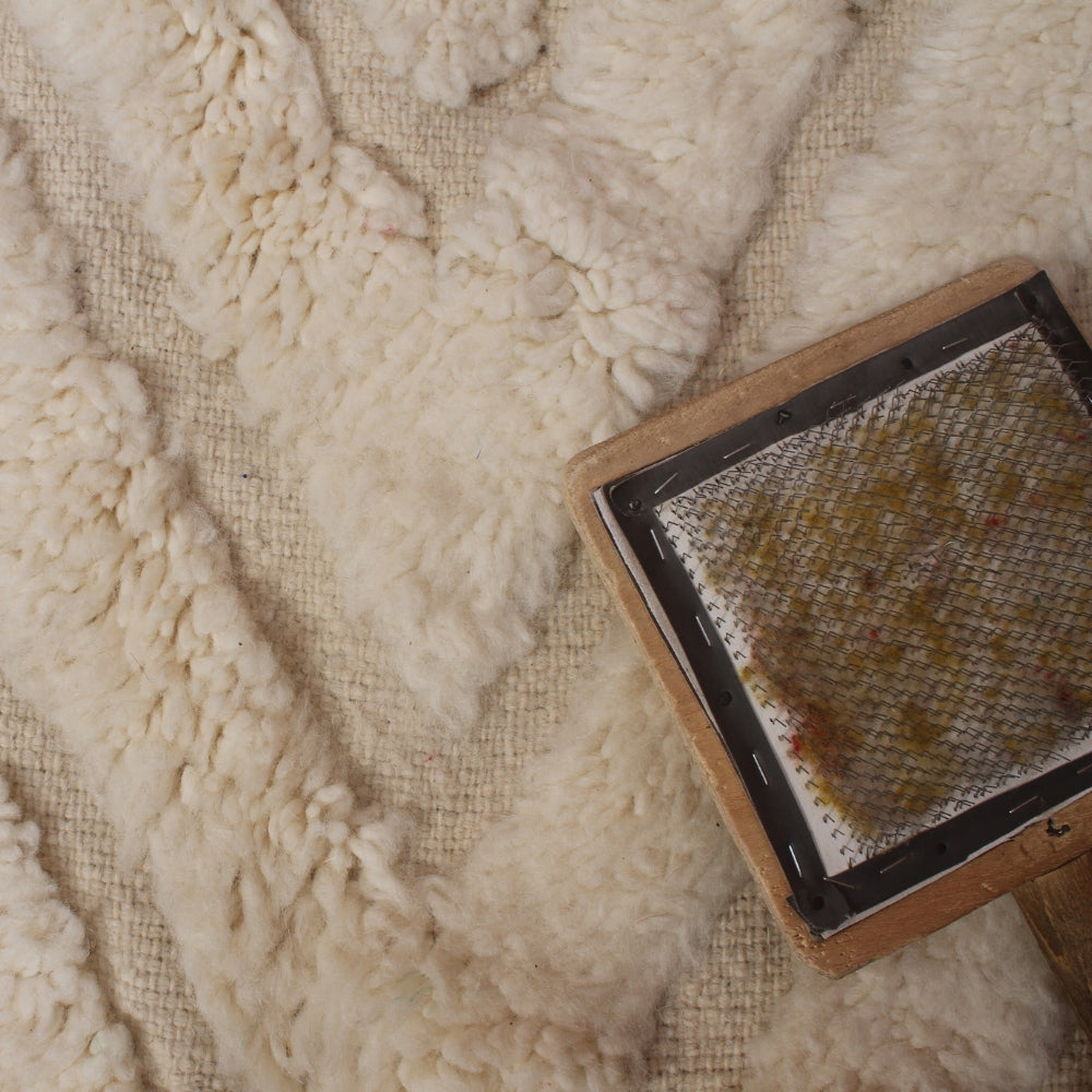 sculpted wool moroccan rug geometric pattern