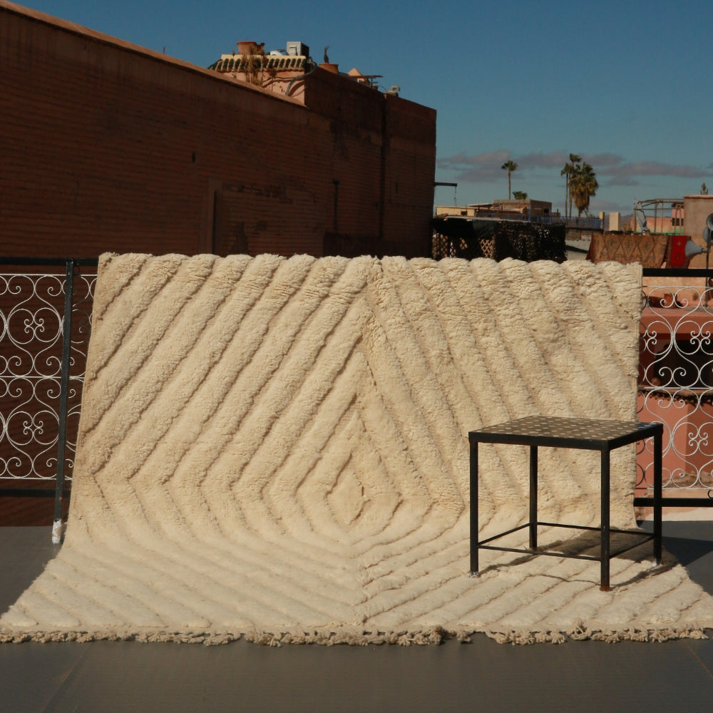 ivory wool beni ourain rug detail texture