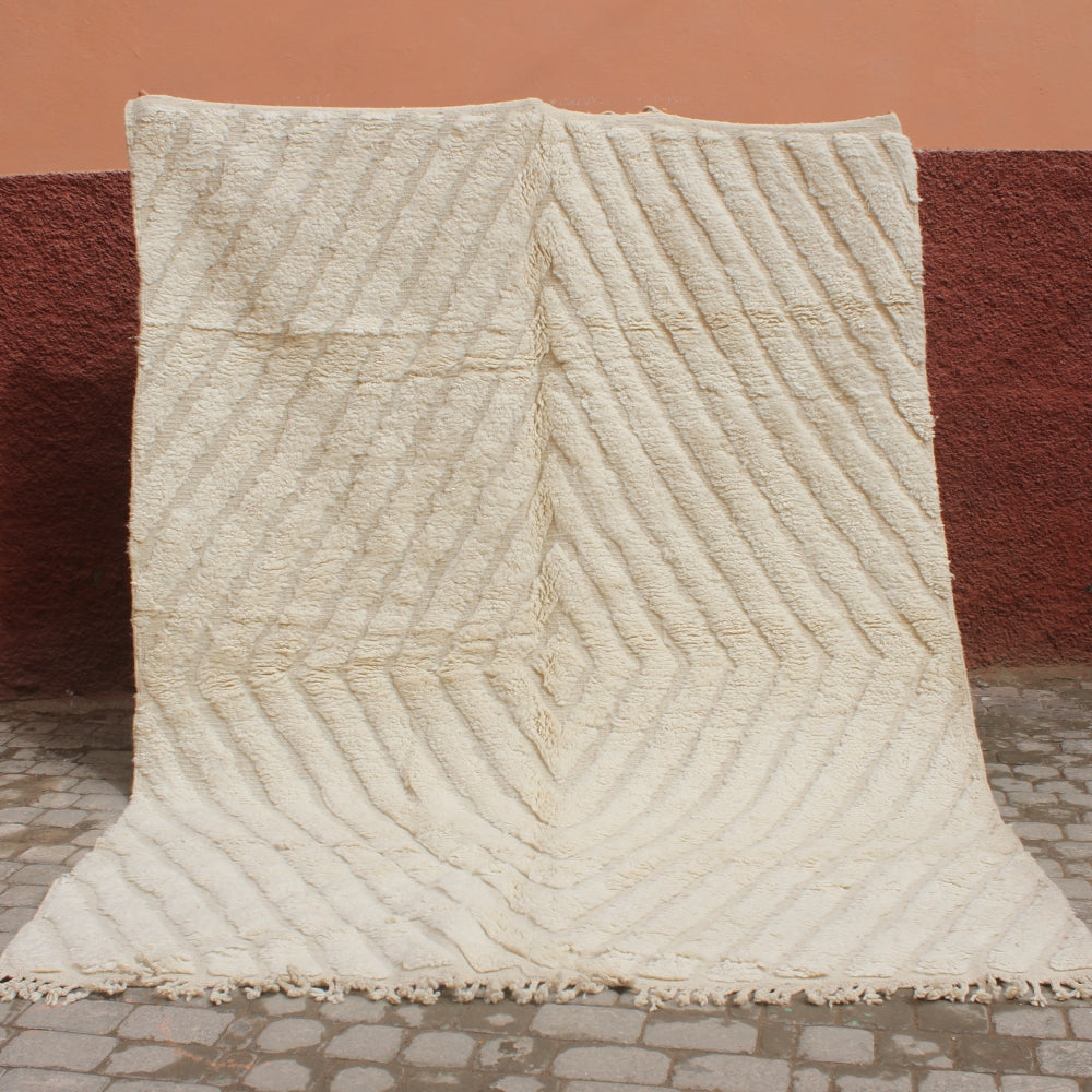 ivory berber wool rug carved design detail