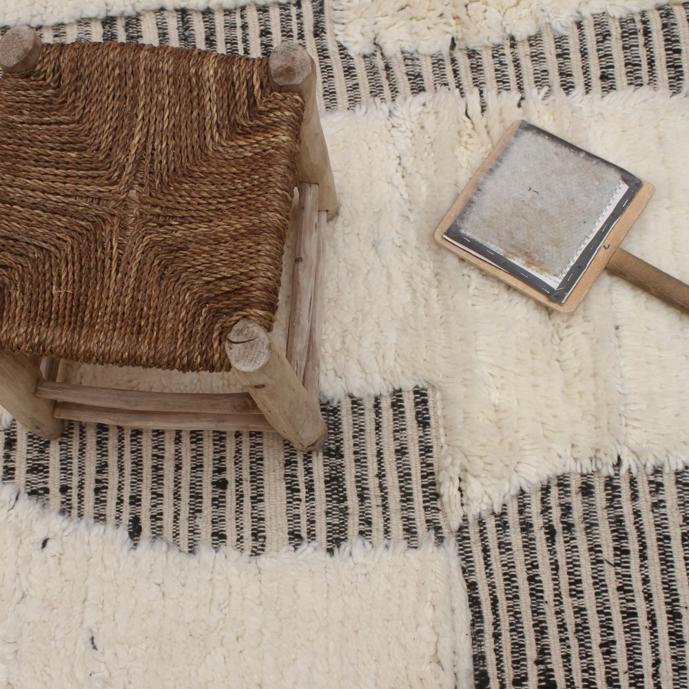 Handwoven Beni Ouarain wool rug from Morocco