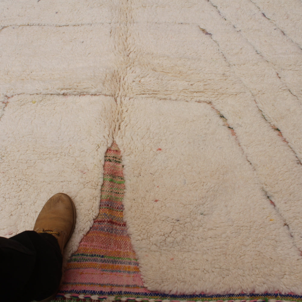 handmade moroccan rug ivory wool pile